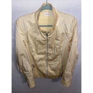 Chico’s Light Jacket Women’s Size 3 U.S. XL Yellow Full Zip Pockets Long Sleeve